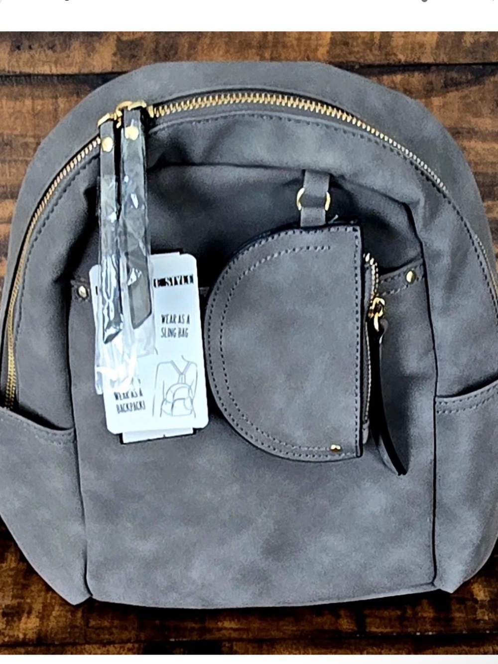 🆕 Violet Ray Women's Charcoal Gray 2-Way Backpack Sling Bag